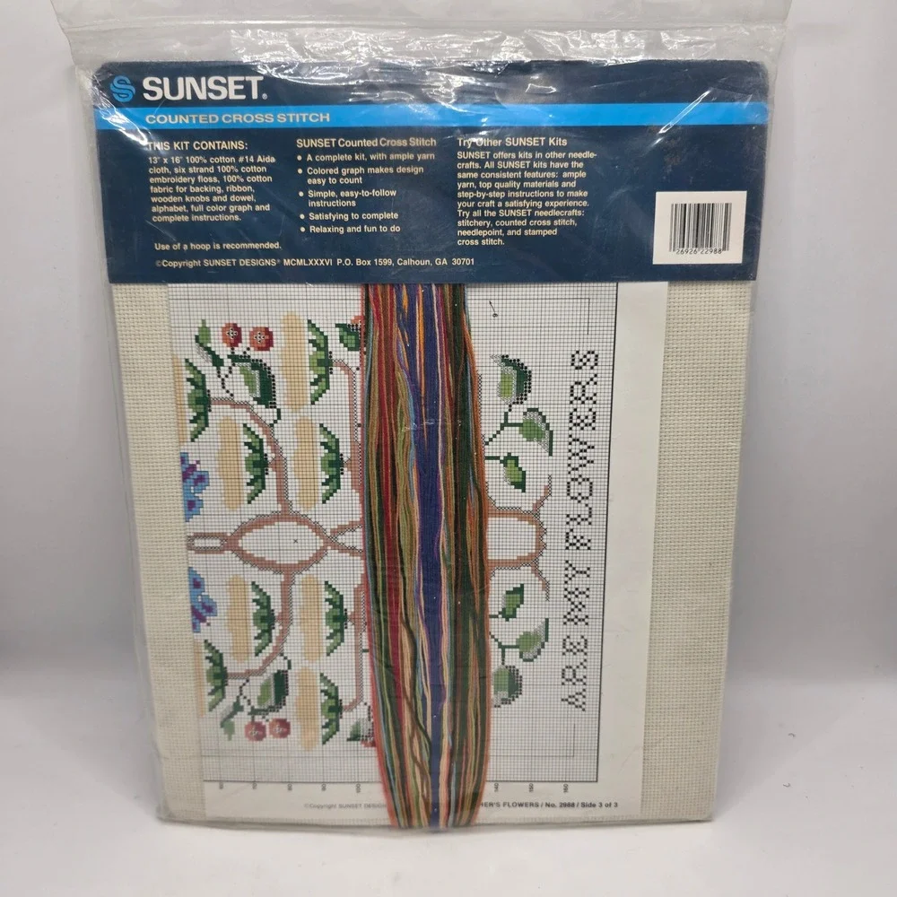 Sunset Cross Stitch Kit Unisex Beige Grandchildren Family Tree Vintage DIY‎